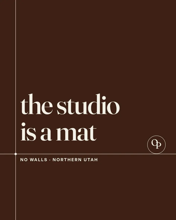 The last frame of the post film: the studio is a mat held to the spine on chocolate, no walls at the point, and the circle OP.