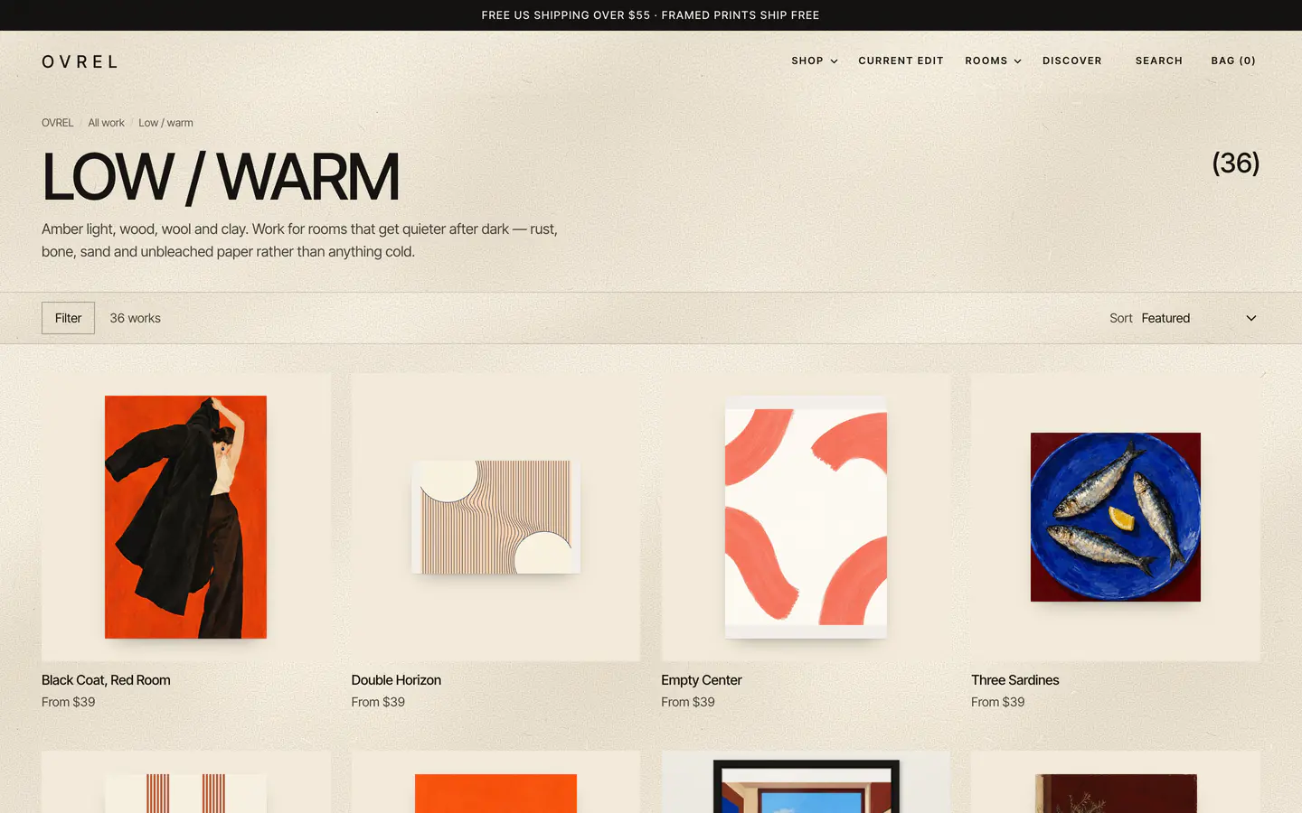 The Low / Warm room on OVREL: 36 works for rooms that get quieter after dark.